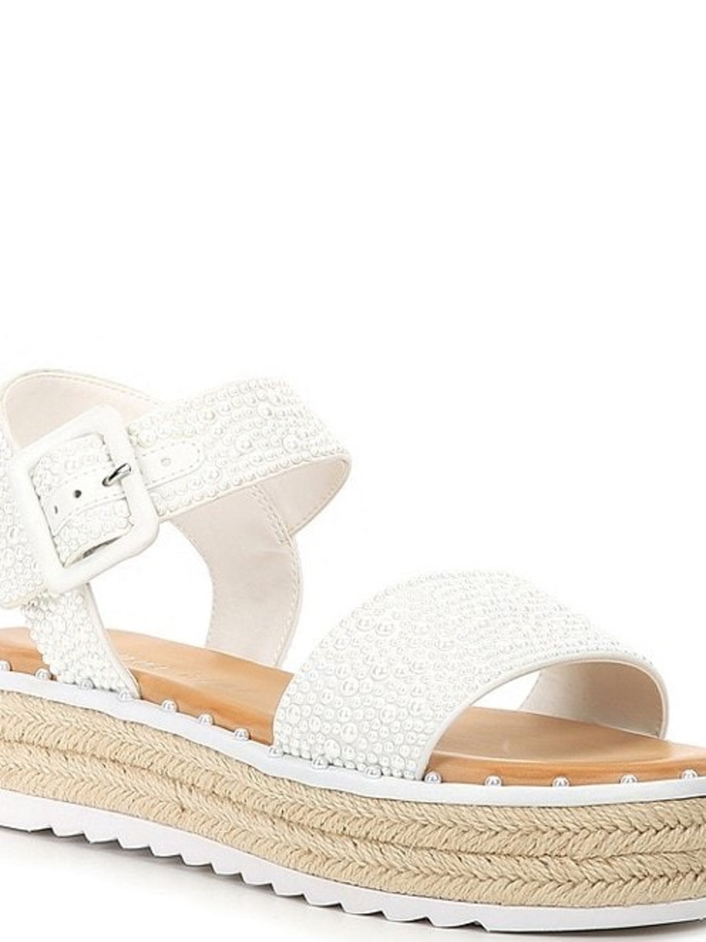 Women's White Embellished Platform Sandals